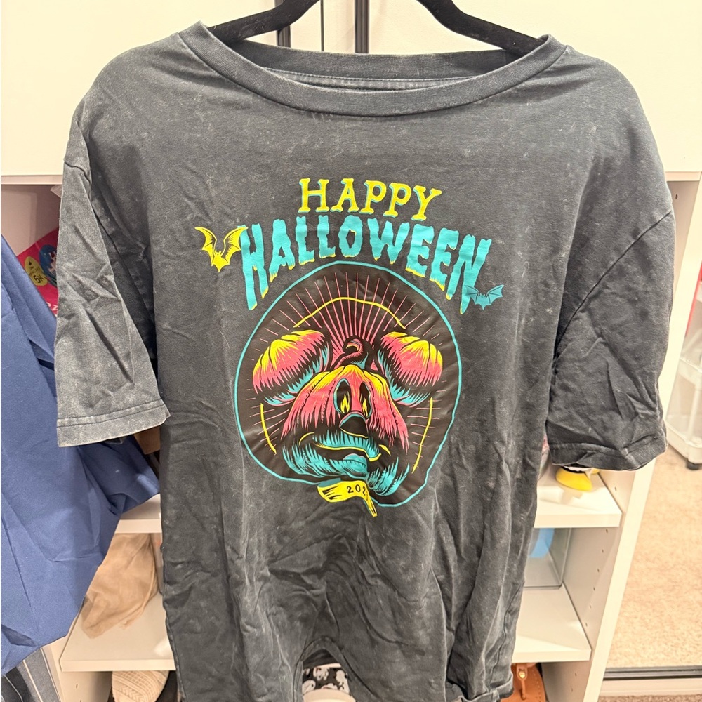 Disney Black Halloween Tee with Colorful Graphic